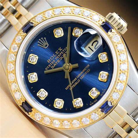 rolex womens watches blue face|rolex blue motif.